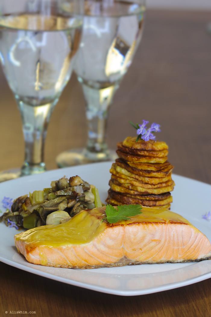 Salmón con mostaza a la miel Salmon with honey mustard