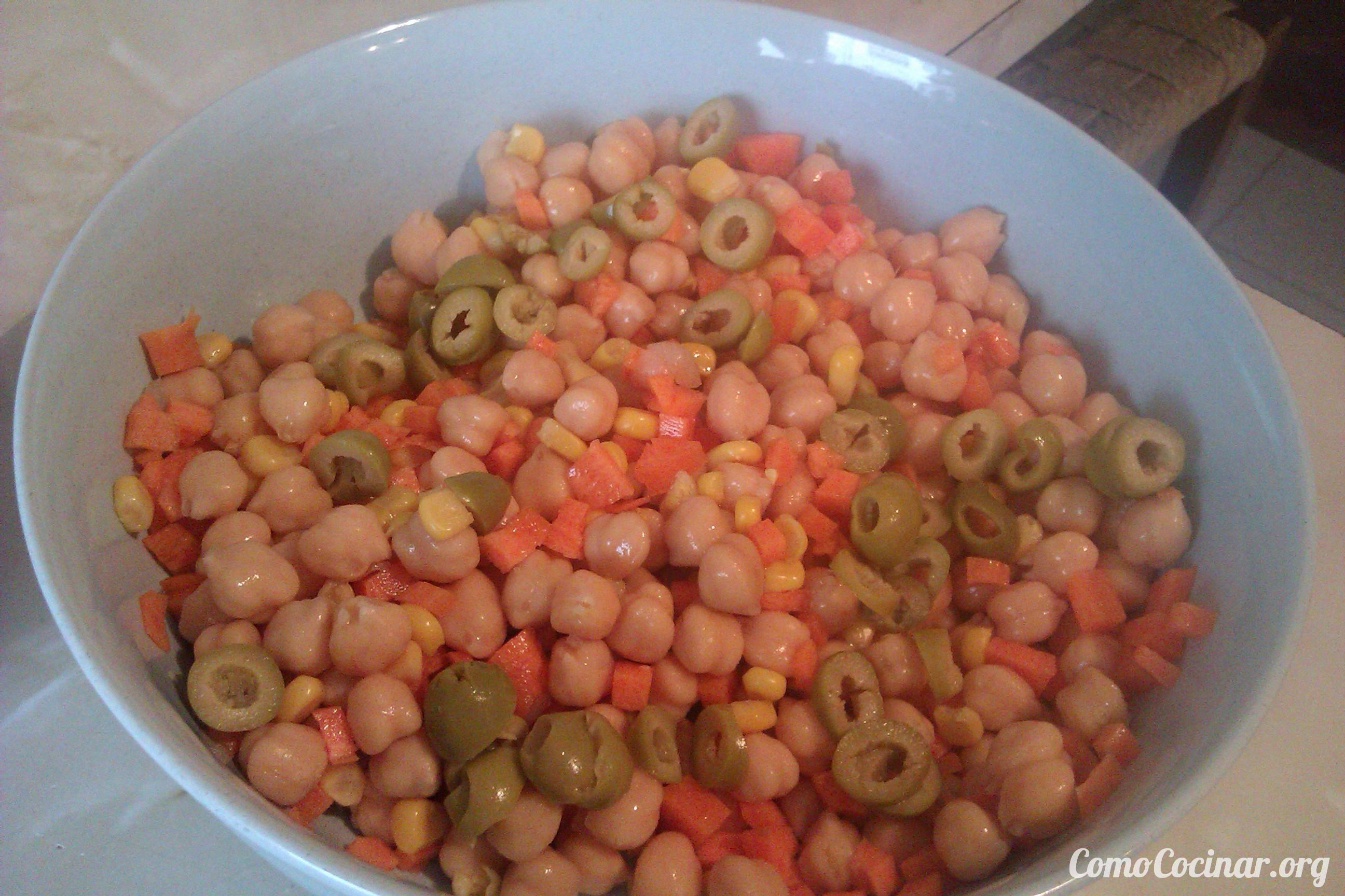 paso a paso ensalada de garbanzos