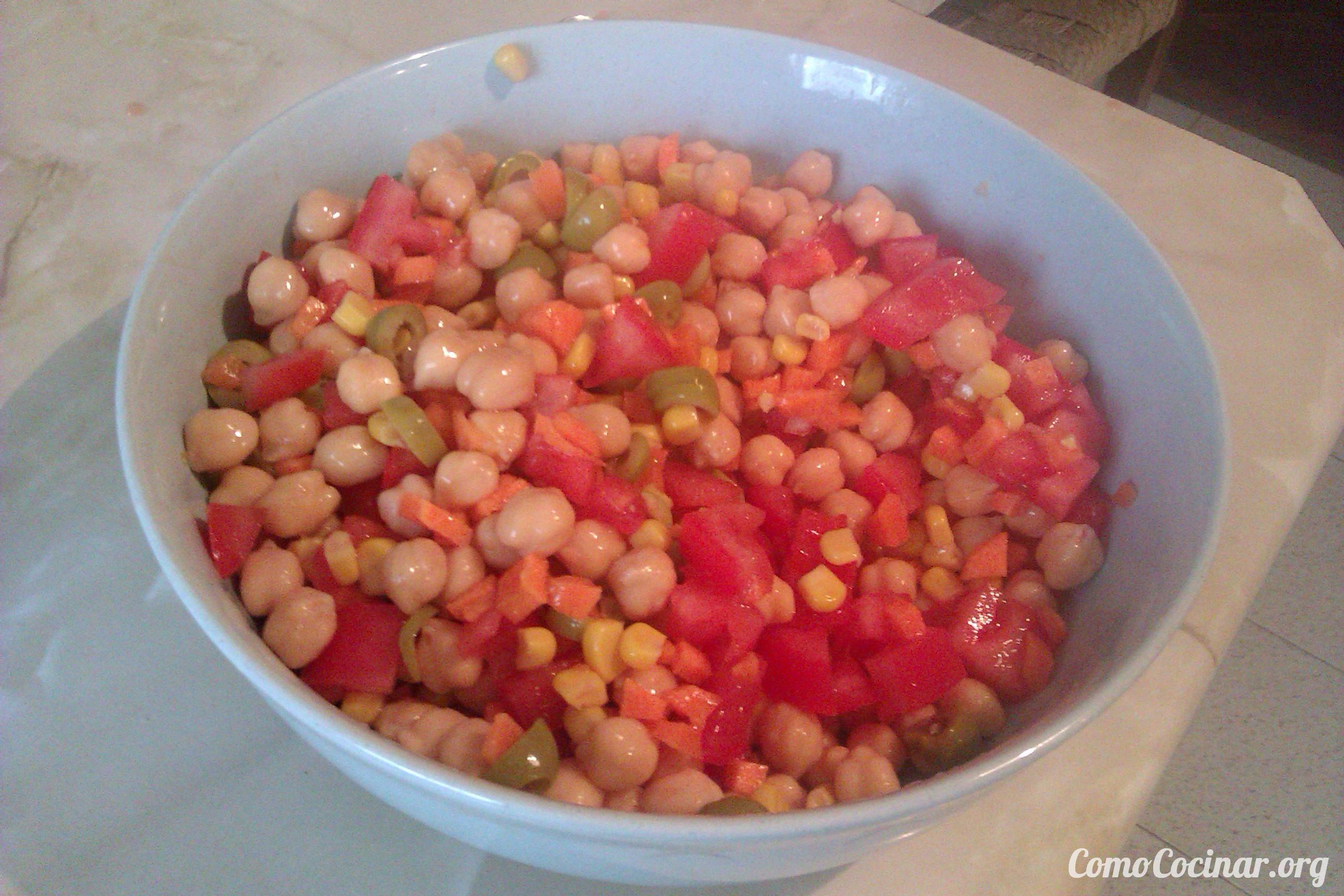 paso a paso ensalada de garbanzos