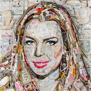Hacen un retrato de Lindsay Lohan sólo con basura