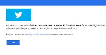 vincular Twitter y Outlook vincular Twitter y Outlook