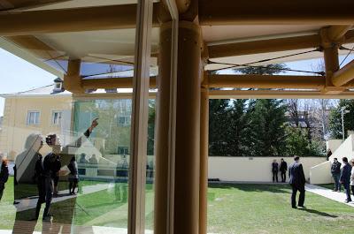 Inside Shigeru Ban's Paper Pavilion. Madrid-Spain