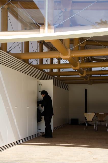 Inside Shigeru Ban's Paper Pavilion. Madrid-Spain