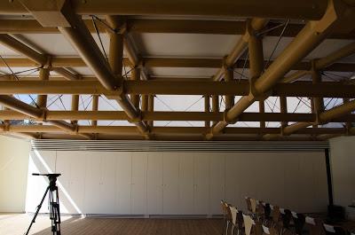 Inside Shigeru Ban's Paper Pavilion. Madrid-Spain