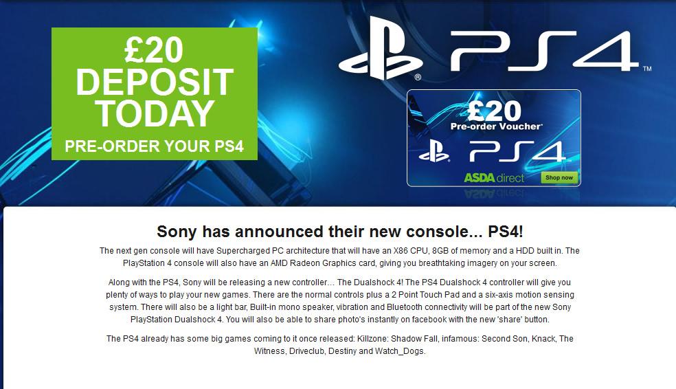 Ya puedes reservar la PS4 en Reino Unido reserva ps4 asda