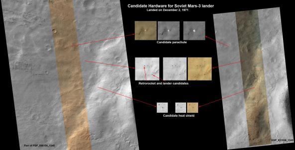 La Mars Orbiter fotografía una sonda de la antigua Unión Soviética de 1971 Imágenes de la Mars 3 que llegó a Marte en 1971