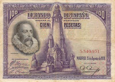 Escritores en billetes de las antiguas pesetas
