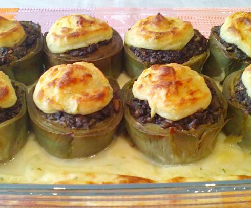 Alcachofas rellenas de morcilla de arroz 10042013474
