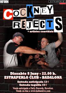 Cockney Rejects en Badalona el 8 de junio Cockney Rejects en Badalona el 8 de junio