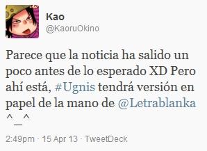 Ugnis, de Kaoru Okino, al papel Ugnis (Kaoru Okino)