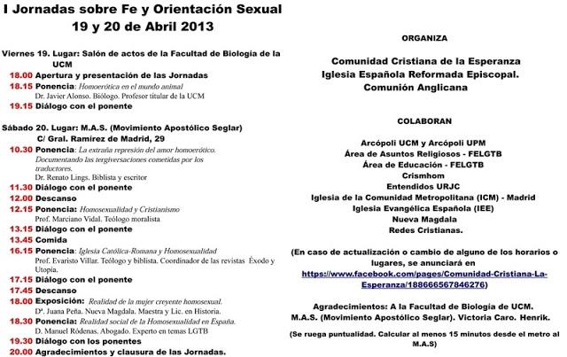 Mañana comienzan las I Jornadas sobre Fe y Orientación Sexual en Madrid