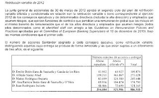 Salarios y otras lindezas de 5 Consejeros del Banco Santander