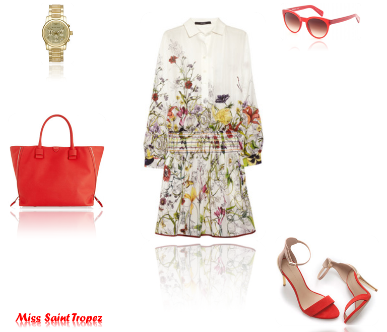 Qué me pongo. Un vestido floral con toques rojos Qué me pongo. Un vestido floral con toques rojos