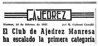 El origen del Club Ajedrez Manresa El origen del Club Ajedrez Manresa en los periódicos