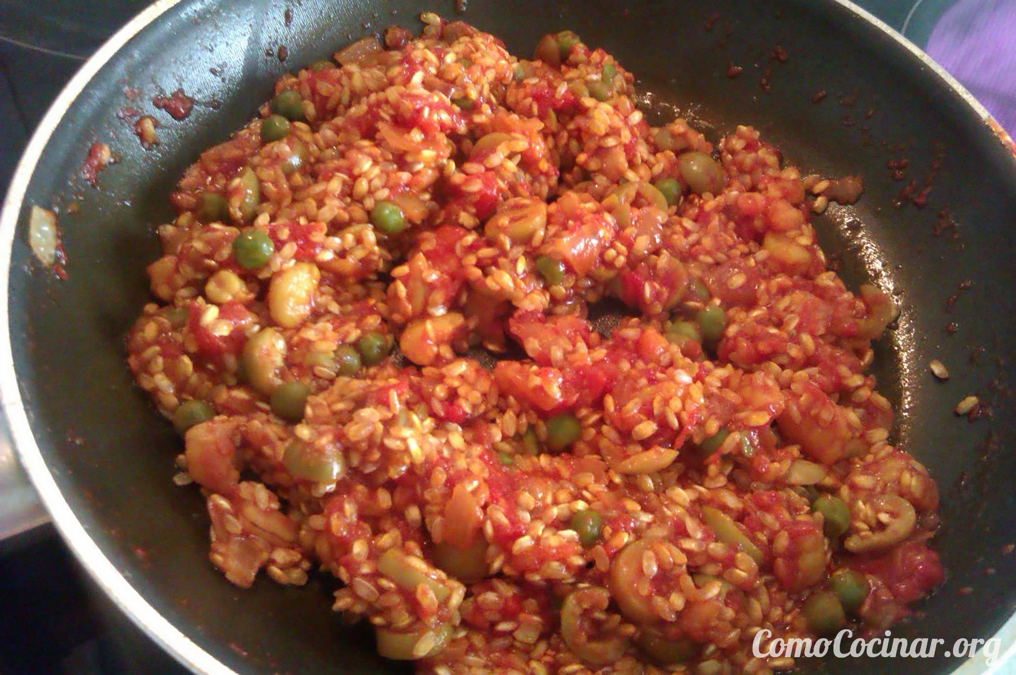 Paso a paso arroz integral con gambas