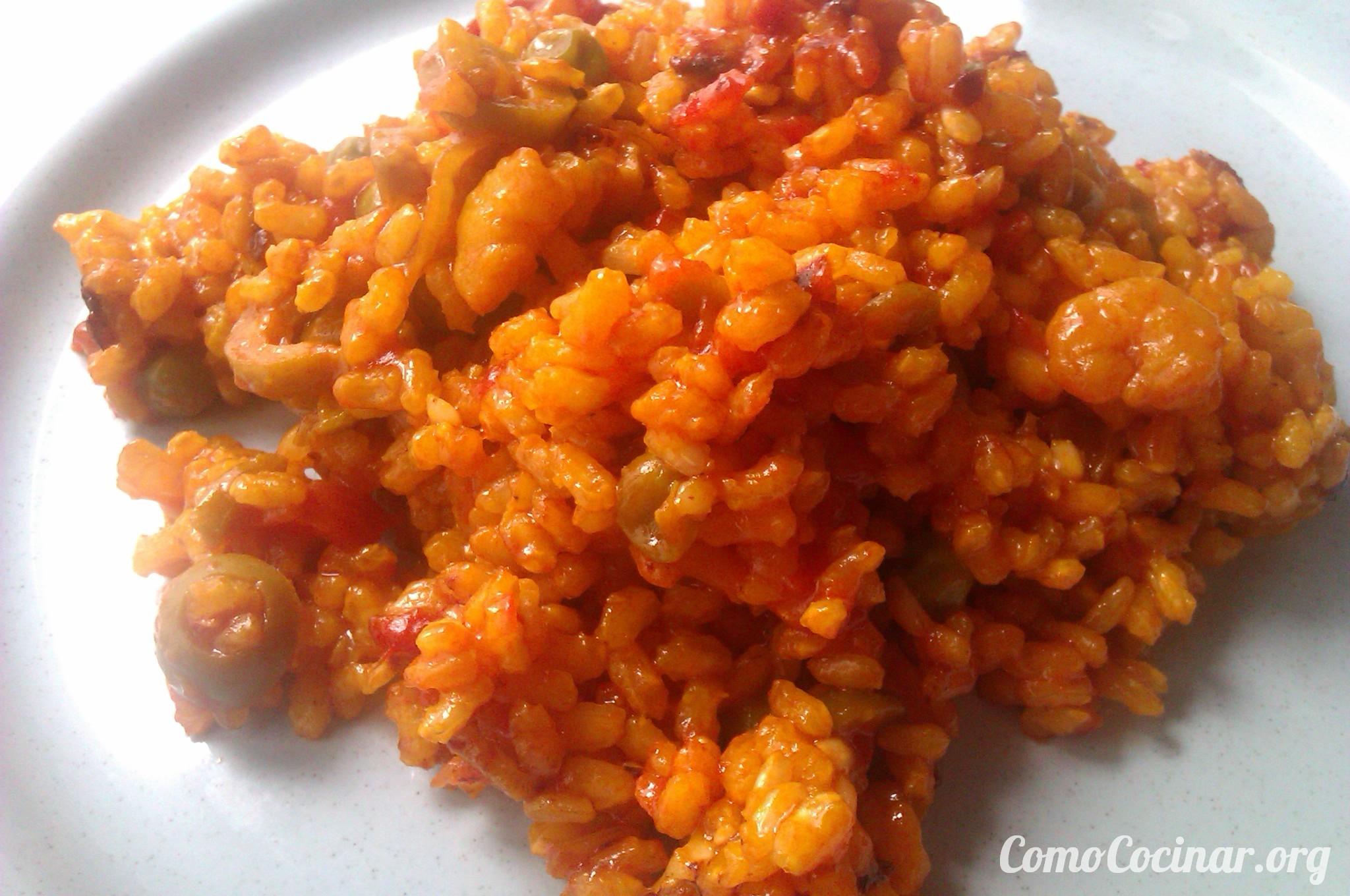 Arroz integral con gambas