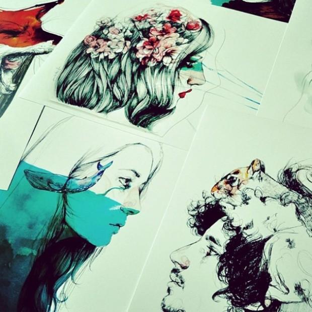 Paula Bonet #drawmysideface, exposición en Barcelona paula bonet dibujos_expo barcelona