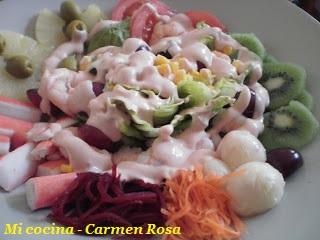 COCTEL DE LANGOSTINOS Y PIÑA CON SALSA ROSA COCTEL DE LANGOSTINOS Y PIÑA CON SALSA ROSA