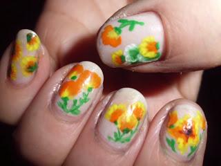 Manicura naranja tricolor Manicura naranja tricolor