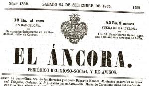 La Vicalvarada ¿levantamiento contra la corrupción? El Ancora, periódico religioso y social, critica duramente el nombramiento, con un artículo copiado de