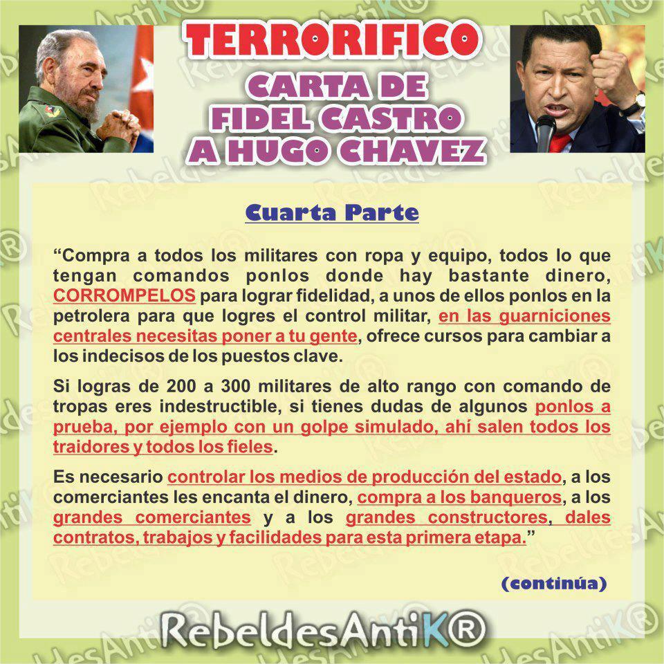 CONSEJOS DE FIDEL A CHAVEZ