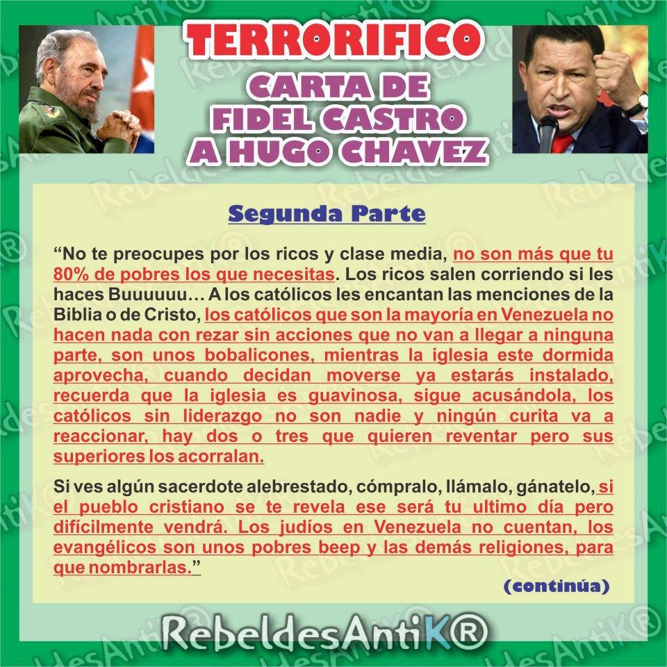 CONSEJOS DE FIDEL A CHAVEZ