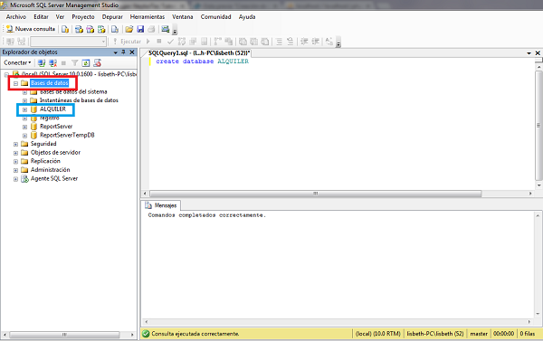 Vista de Nuestra Base de Datos creada Vista de Nuestra Base de Datos creada