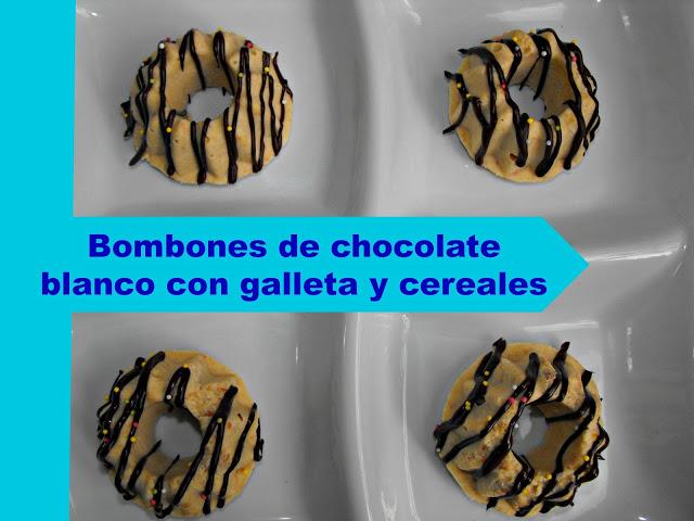 Bombones de chocolate blanco con galletas y cereales. Bombones de chocolate blanco con galletas y cereales.
