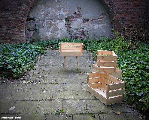 Cajones de frutas transformados en mobiliario low cost