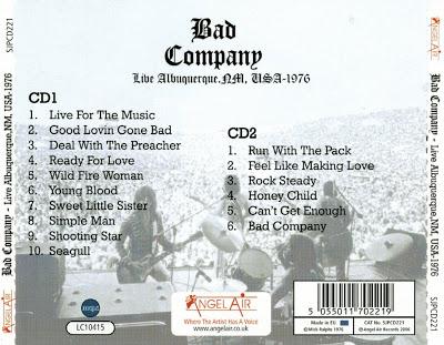 BAD COMPANY - LIVE IN ALBURQUERQUE  (1976)