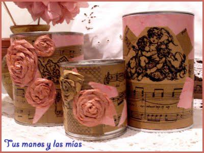 Cuadritos y latas decoradas Cuadritos y latas decoradas