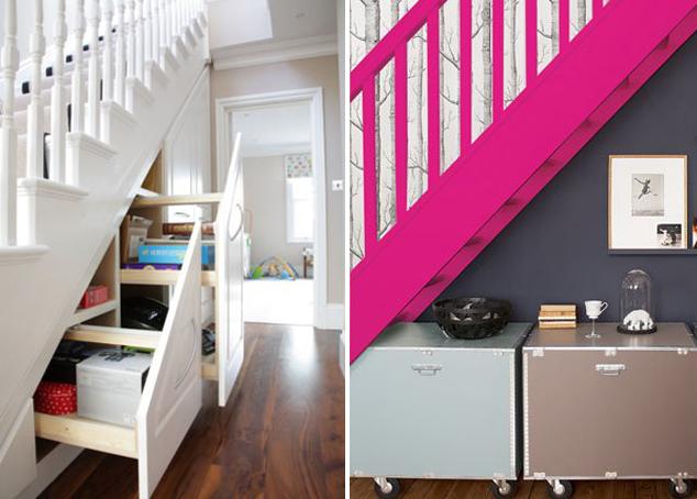 aprovechar los huecos de la escalera Decorar para aprovechar espacios