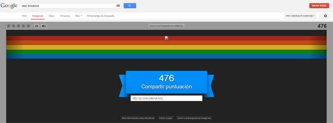 Celebra y juega el 37 cumpleaños de Atari con Google Puntuación obtenida con Atari Breakout en Google Imágenes - Enredenlared
