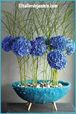 centro de mesa con hortensias centro de mesa con hortensias