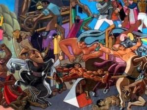 mural Juan Bravo [Videla un Genocida versus Condorcanqui un Libertador]
