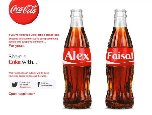 Las etiquetas personalizadas de Coca-Cola