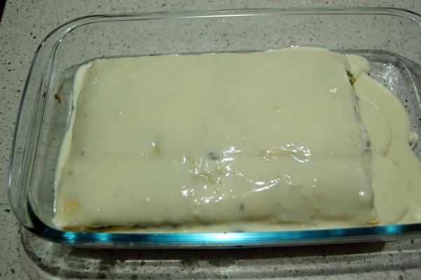 Lasaña de setas con besamel de queso Gorgonzola