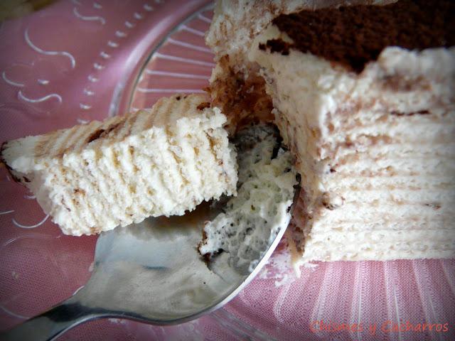 Tarta de Obleas con Crema de Tiramisú, 1º Aniversario de Desafío en la Cocina Tarta de Obleas con Crema de Tiramisú, 1º Aniversario de Desafío en la Cocina