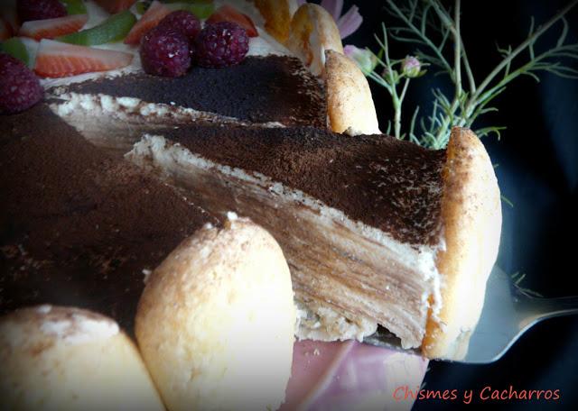 Tarta de Obleas con Crema de Tiramisú, 1º Aniversario de Desafío en la Cocina Tarta de Obleas con Crema de Tiramisú, 1º Aniversario de Desafío en la Cocina