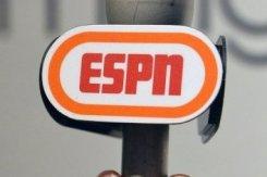 Logo de ESPN en un micrófono el 25 de abril de 2013 en Nueva York.