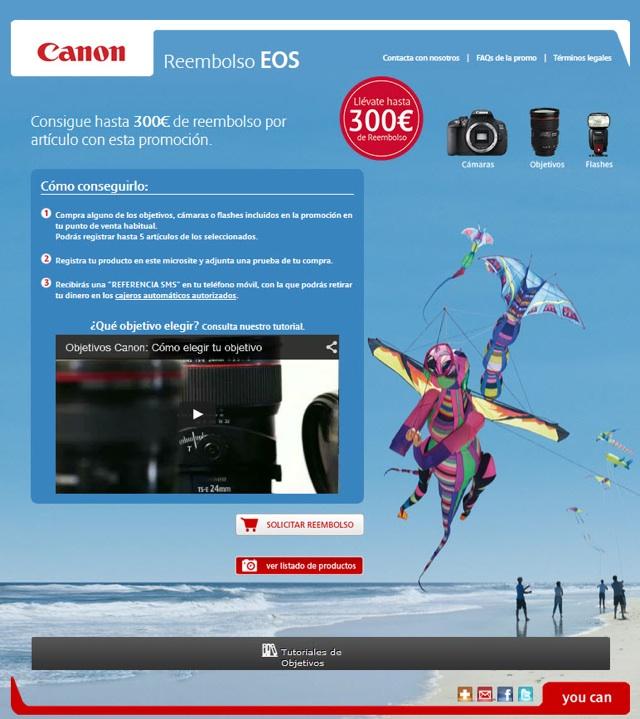 Canon te reembolsa hasta 300€ por la compra de objetivos, cámaras o flashes Canon Reembolso EOS