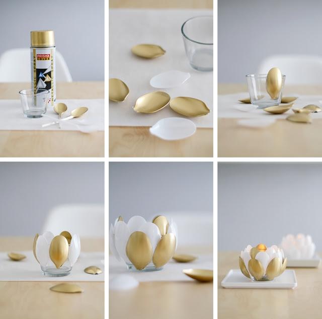 DIY...PORTAVELAS CON CUCHARAS DE PLASTICO DIY...PORTAVELAS CON CUCHARAS DE PLASTICO