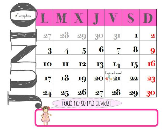 Free june calendar/ Calendario de junio gratis {2013}