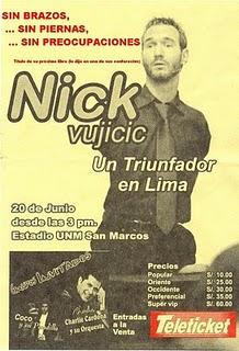 NICK VUJICIC-SIN BRAZOS NI LÍMITES: LLEGA A LIMA EL MÁS GRANDE MOTIVADOR DOMINGOO 20 de JUNIO NICK VUJICIC-SIN BRAZOS NI LÍMITES: LLEGA A LIMA EL MÁS GRANDE MOTIVADOR DOMINGOO 20 de JUNIO