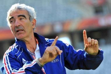 Jun 11, 2010 - Cape Town, South Africa - Coach RAYMOND DOMENECH - French players walk the pitch in Green Point stadium ahead of the Group A match France vs Uruguay in the FIFA Soccer World Cup.