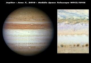 Hubble estudia el sitio del misterioso destello y el cinturón desaparecido en Júpiter