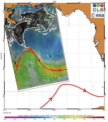 Imagen satélite: El vertido de crudo llegando a la Corriente del Golfo