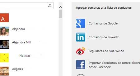 contactos de redes sociales