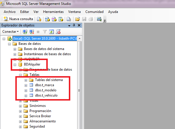 Vista de las Tablas a Relacionar Vista de las Tablas a Relacionar