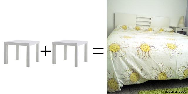 Ikea-Hack: Un cabecero con dos mesas lack